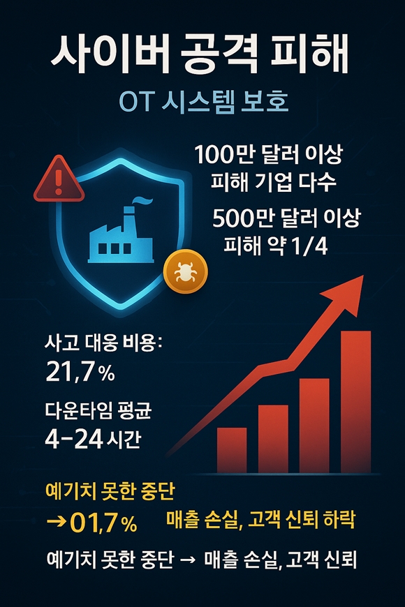 제조 기업 4곳 중 1곳, 사이버 공격으로 500만 달러 이상 피해 - 산업종합저널 동향