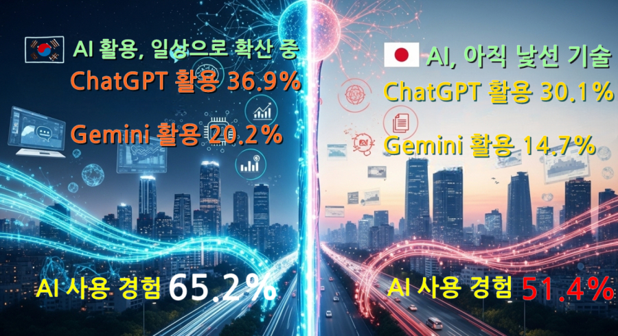 AI 일상화 속도, 한국이 일본 압도… 日 직장인 절반 “AI 써본 적 없다” - 산업종합저널 동향