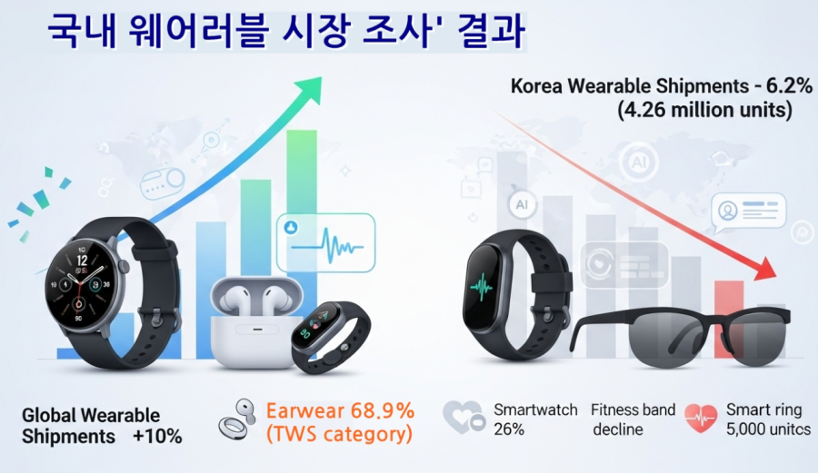 [뉴스그래픽] 韓 웨어러블 '나 홀로 역주행'… 상반기 426만대 출하, 6.2%↓ - 산업종합저널 장비