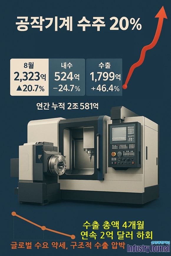 [뉴스그래픽] 공작기계 수주 20% '껑충', 46% 급증한 수출이 견인 - 산업종합저널 기계
