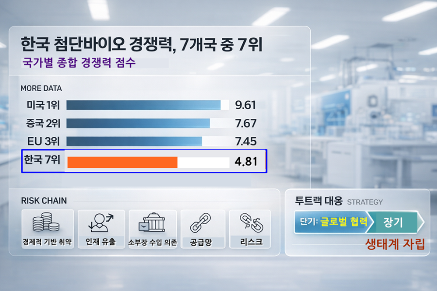 "한국 첨단바이오 경쟁력, 주요 7개국 중 꼴찌"… 산업硏, 생태계 적신호 경고 - 산업종합저널 동향