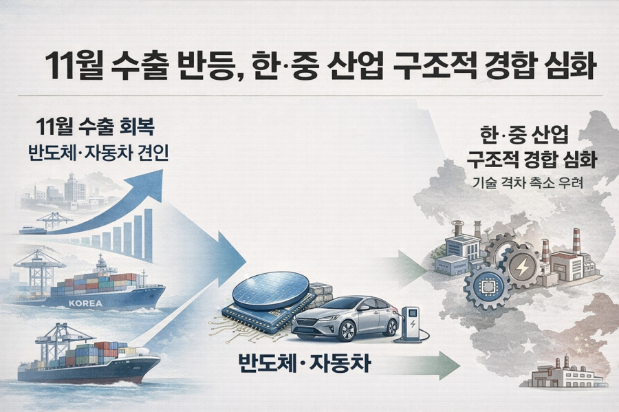 11월 수출 반도체·자동차가 견인… 한·중 산업 구조적 경합 심화 - 산업종합저널 동향