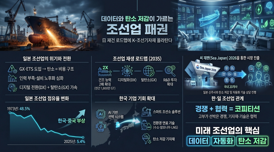 데이터와 탄소 저감이 가르는 조선업 패권, 日 재건 로드맵에 K-기자재 올라탄다 - 산업종합저널 부품