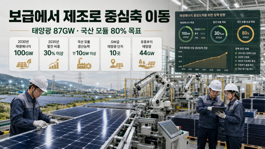 '보급'에서 '제조'로 중심축 이동… 태양광 87GW에 국산 모듈 80% 목표 - 산업종합저널 에너지