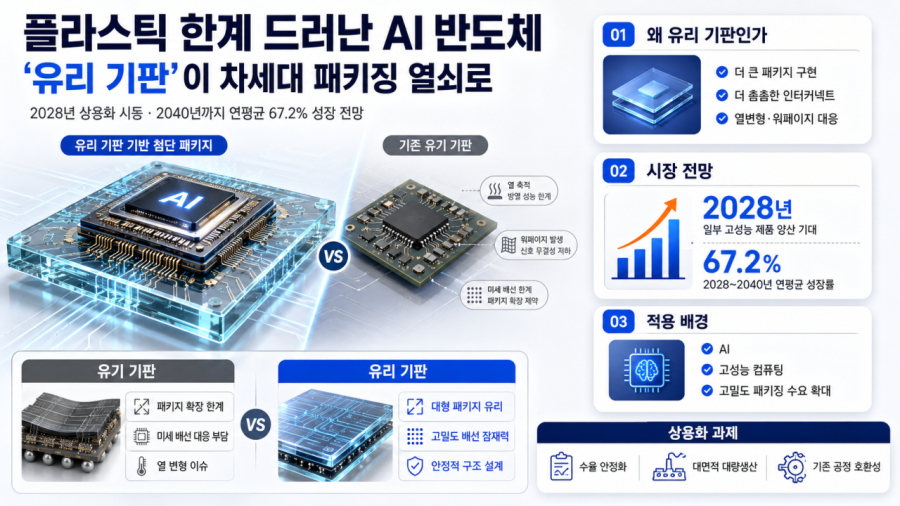 플라스틱 한계 드러난 AI 반도체, ‘유리 기판’이 차세대 패키징 열쇠로 - 산업종합저널 전자