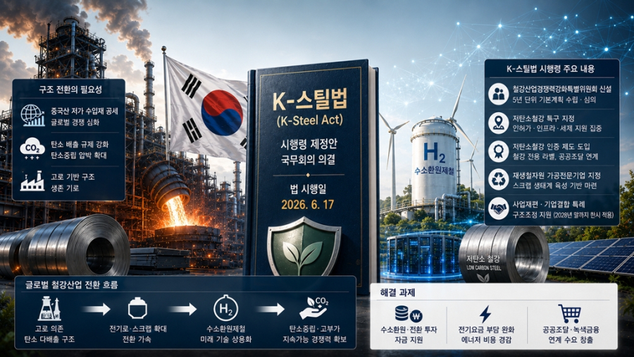 [인사이트] 철강산업 구조 전환 시동 건 ‘K-스틸법’, 자금·수요 연동이 성패 가른다 - 산업종합저널 에너지