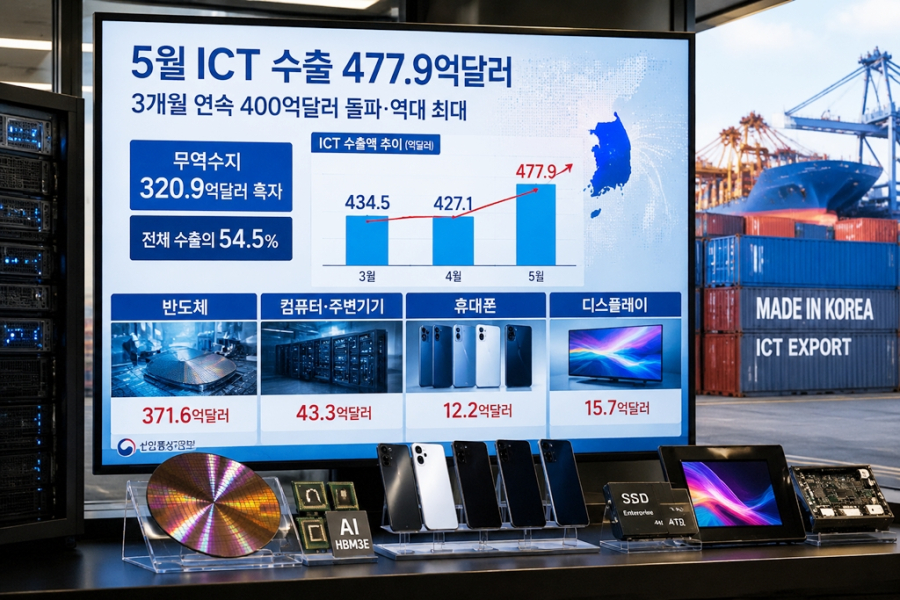 [뉴스그래픽] 5월 ICT 수출 477.9억달러…3개월 연속 400억달러·역대 최대 - 산업종합저널 부품