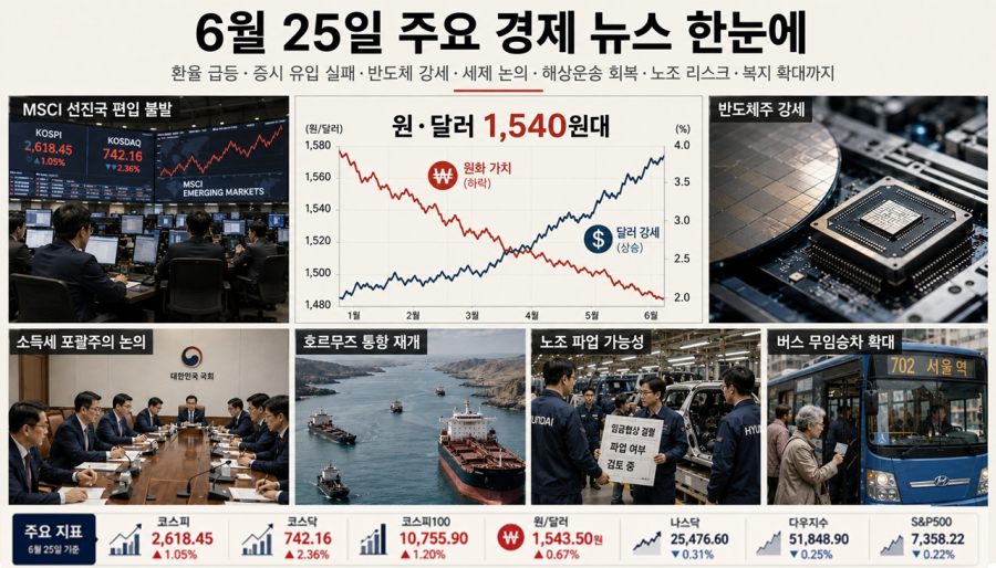 [6월 25일 숏뉴스] 원·달러 1,540원대·MSCI 선진국 또 불발 - 산업종합저널 FA