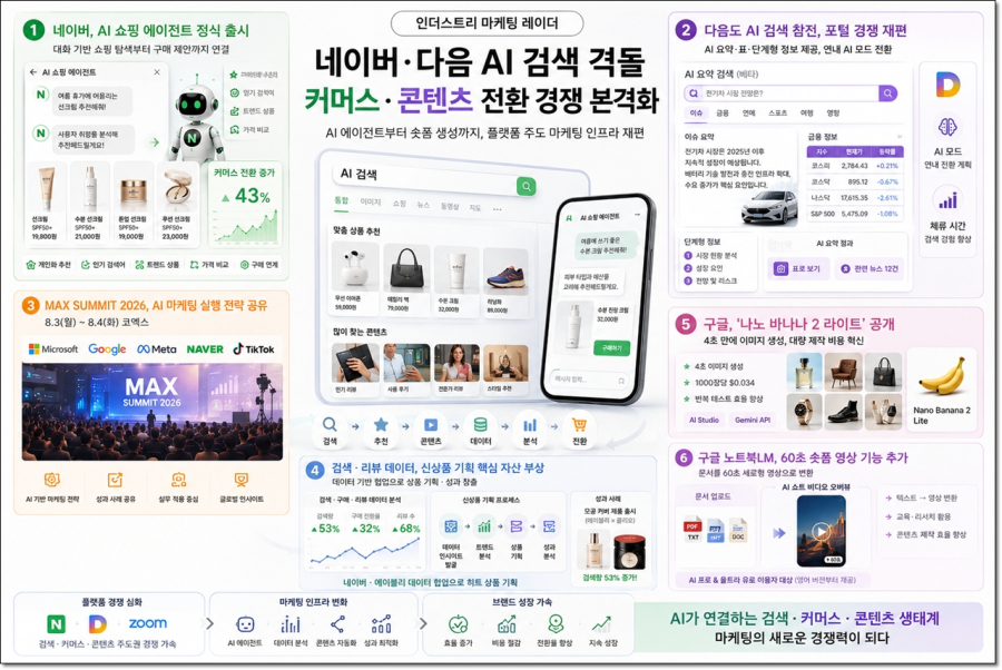 [인더스트리 마케팅 레이더] 네이버·다음 AI 검색 격돌, 커머스·콘텐츠 전환 경쟁 본격화 - 산업종합저널 FA