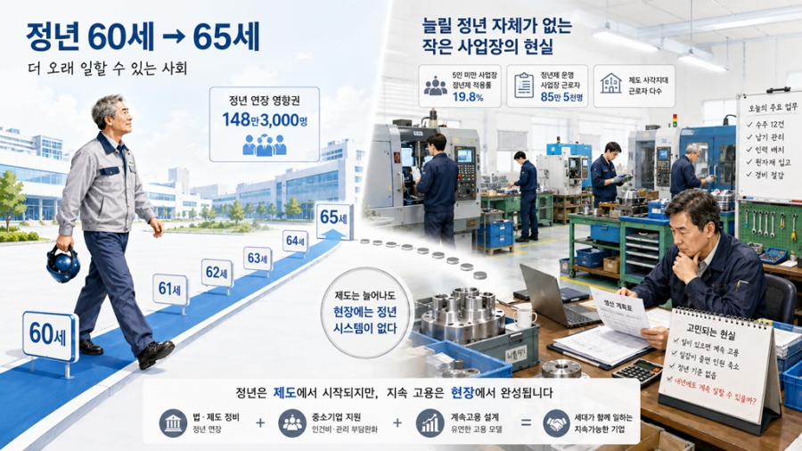 [산업톺아보기] ‘65세 정년’의 역설…늘릴 정년조차 없는 중소기업 - 산업종합저널 FA