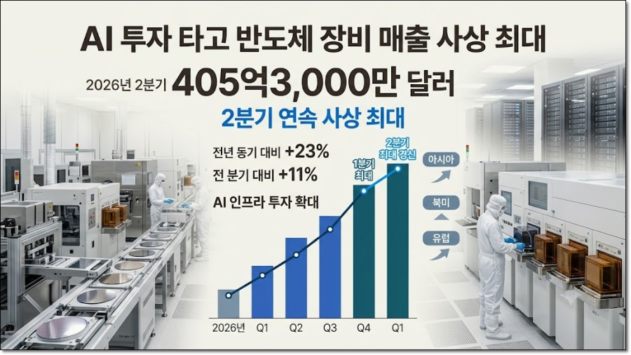 AI 인프라 투자 확대에 반도체 장비 매출 405억3,000만 달러…2분기 연속 최대 - 산업종합저널 전자