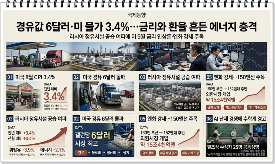 [국제동향] 경유값 6달러·미 물가 3.4%… 러시아 정유공습이 흔든 금리와 환율 - 산업종합저널 에너지