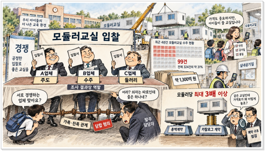 가족·친족 얽힌 업체들 입찰담합 혐의…학교 모듈러교실 1,300억 원 규모 - 산업종합저널 FA
