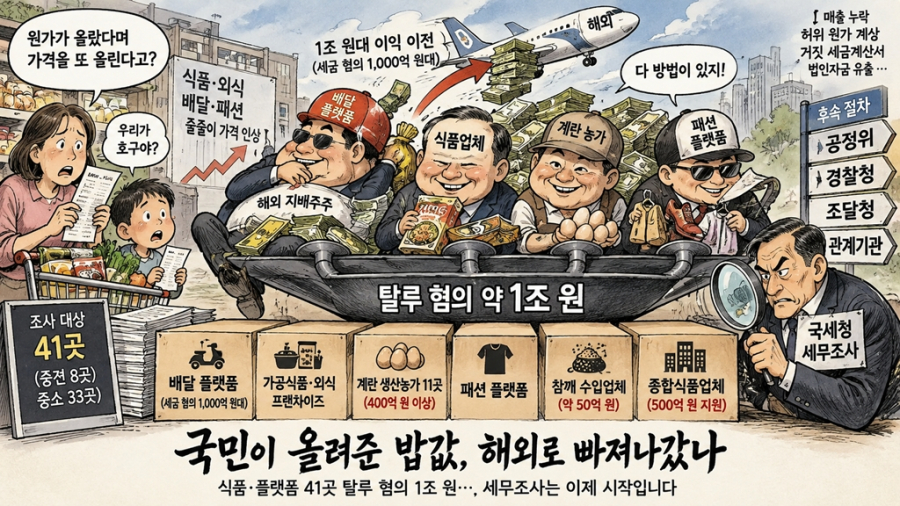 원가 올랐다며 가격 인상했는데…식품·플랫폼 41곳 탈루 혐의 1조원 - 산업종합저널 FA