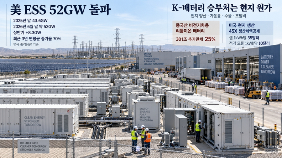 [ESS로 옮겨간 배터리 전쟁③] 美 ESS 52GW 돌파…K-배터리 승부처는 현지 원가 - 산업종합저널 에너지