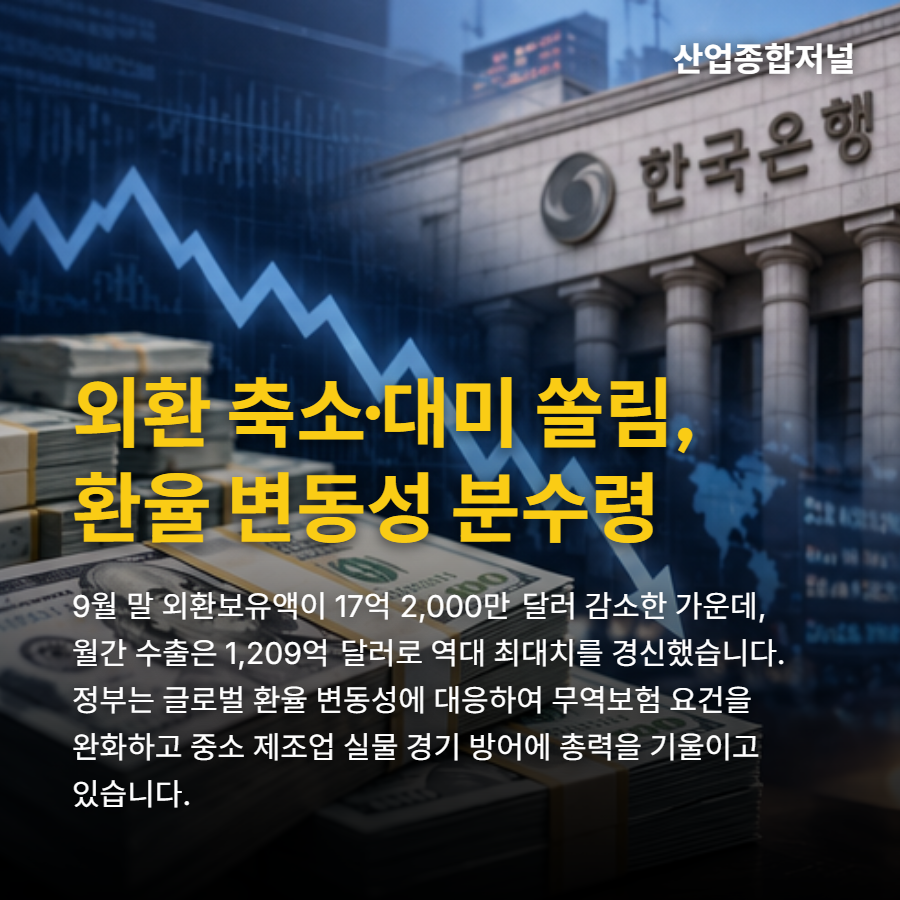 [산업종합저널 | INDUSTRY SIGNAL] 외환보유액 4,405억弗 축소 속 대미 수출 쏠림…글로벌 금리·환율 변동성 대응 분수령 - 산업종합저널 전자