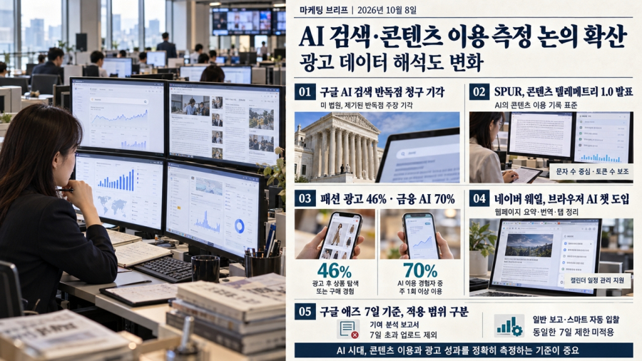 [마케팅 브리프 | 2026년 10월 8일자] AI 검색·콘텐츠 이용 측정 논의 확산…광고 데이터 해석도 변화 - 산업종합저널 FA