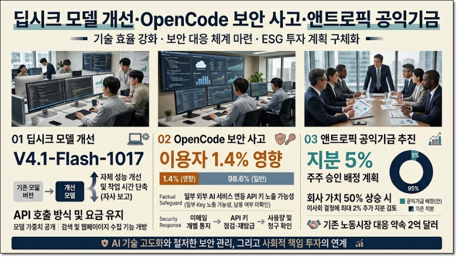 [글로벌 AI 브리핑] 딥시크 모델 개선·OpenCode 보안 사고·앤트로픽 공익기금 계획 - 산업종합저널 FA