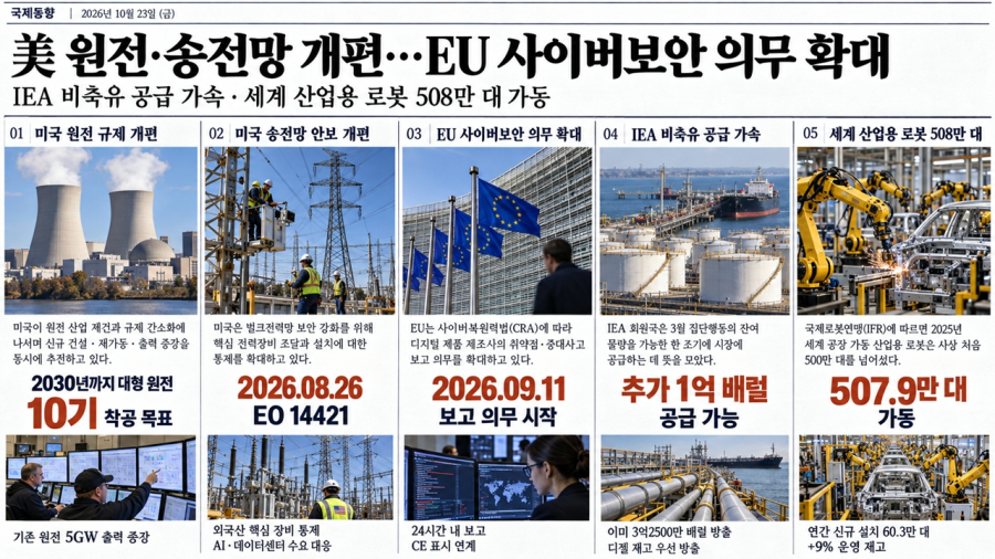 [국제동향] 美 원전 인허가 신속화·송전망 장기계획 추진…EU 사이버보안 의무 단계 적용 - 산업종합저널 에너지