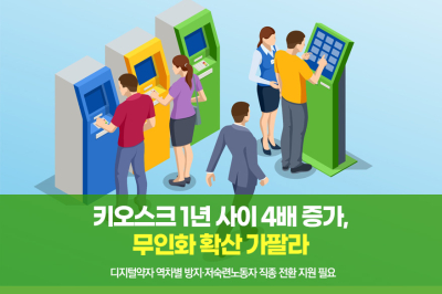 [그래픽뉴스] 키오스크 1년 사이 4배 증가, 무인화 확산 가팔라