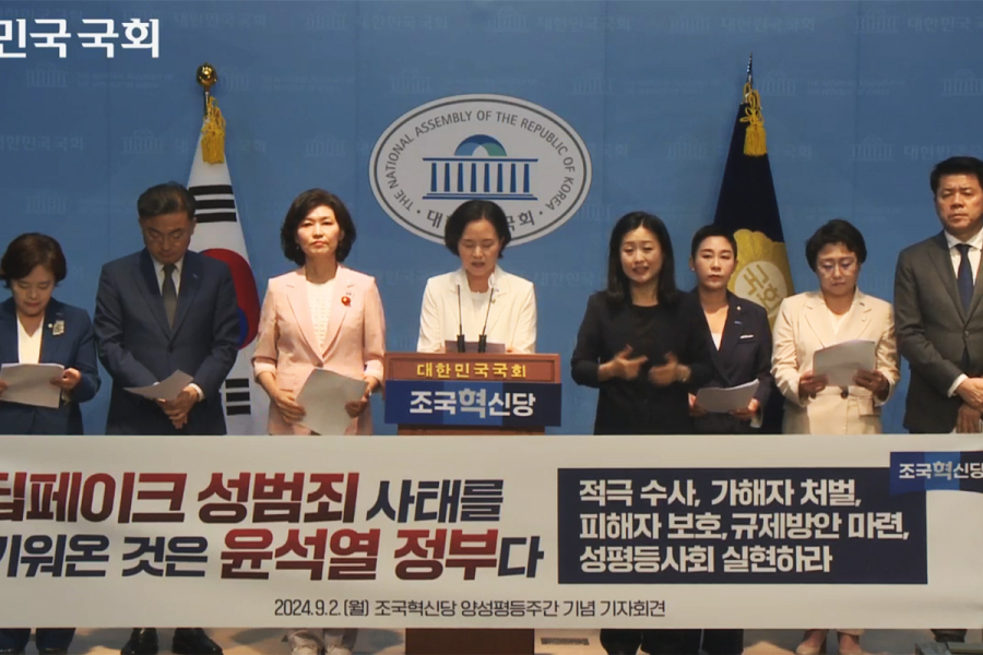 조국혁신당, AI 시대, 딥페이크 비롯한 디지털 기술 성범죄에 정부 대응 시급