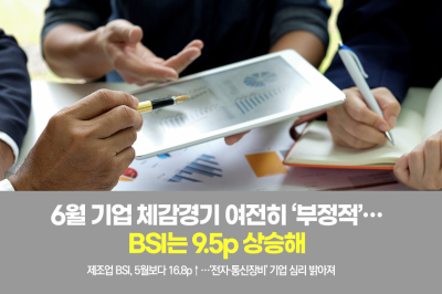 [그래픽뉴스] 6월 기업 체감경기 여전히 ‘부정적’…BSI는 9.5p 상승해