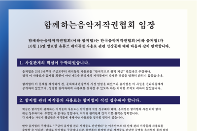 음저협, 남의 몫 유튜브 저작권료 6년간 무단 수령