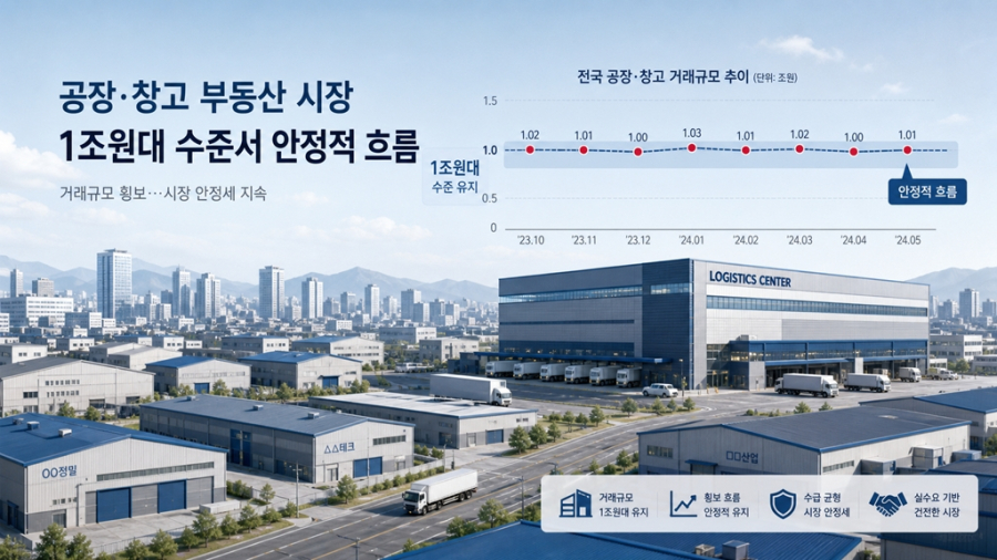 전국 공장·창고 거래 규모, 1조 원 아래서 ‘보합’…1분기 초대형 거래는 1건