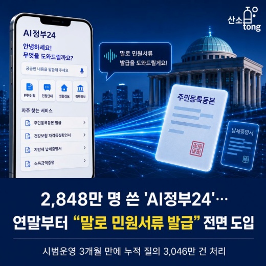 [카드뉴스] 2,848만 명 쓴 'AI정부24'… 연말부터 말로 민원서류 발급 전면 도입