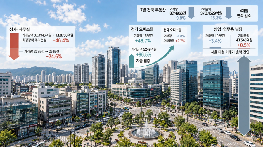상가·사무실 거래액 46% 급감…경기 오피스텔·서울 대형 빌딩은 버텼다