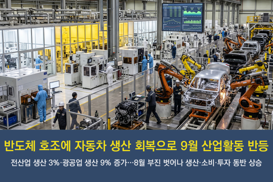 [그래픽뉴스] 반도체 호조에 자동차 생산 회복으로 9월 산업활동 반등